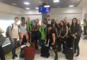 Arrival in the airport with the fellows