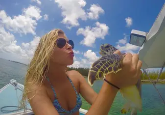 Before tagging the fin of the turtle I snagged a kiss