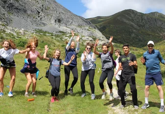 Our attempt at taking a jumping picture while on a hike in Velilla del Río Carrión