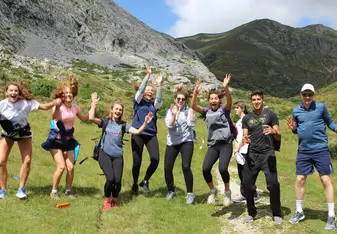 Our attempt at taking a jumping picture while on a hike in Velilla del Río Carrión