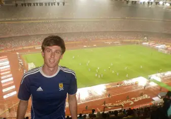 male portrait at the Bird's Nest Stadium
