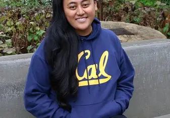 female portrait in Cal hoodie