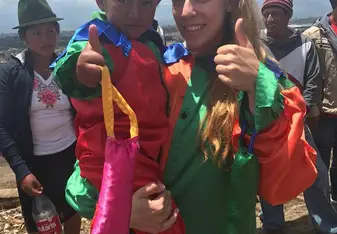 woman and child in matching costumes