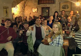 photo of group at restaurant