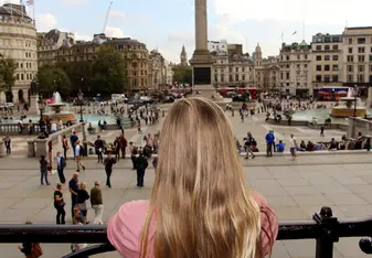 girl overlooking plaza