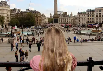 girl overlooking plaza