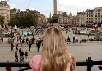 girl overlooking plaza
