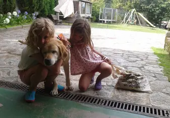 Girls with their dog - Nut.