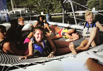 group photo on water