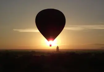 Hot air balloon flying in Myanmar