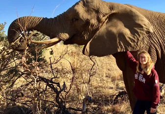 woman with elephant