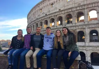 My friends and I in front of the Colosseum our last day in Rome!