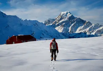 walking at mueller hut