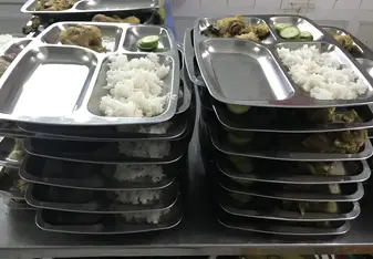 stack of food trays