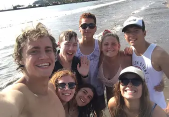 group photo on beach