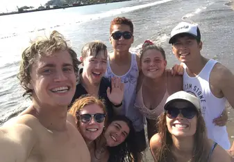 group photo on beach