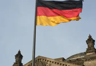 German Flag in front of the Reichstag Building