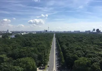 View of Alexanderplatz and Potsdamer Platz from the top of the Victory Column in Tiergarten