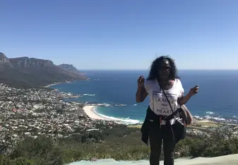 portrait of woman by the ocean