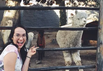 woman with llama