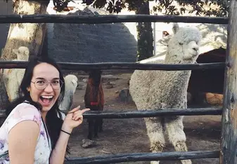 woman with llama