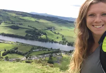 selfie of girl while hiking