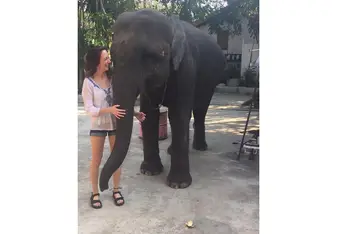 woman with elephant