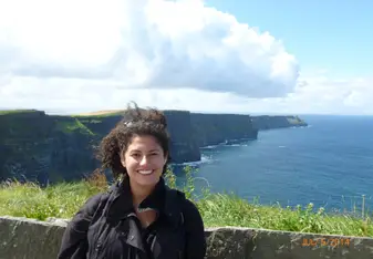 woman smiling outside