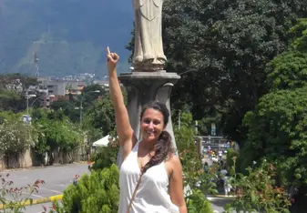 woman by statue