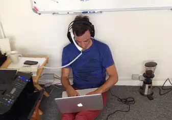 man working on computer
