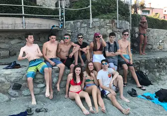 All our friends hanging out on the beach 
