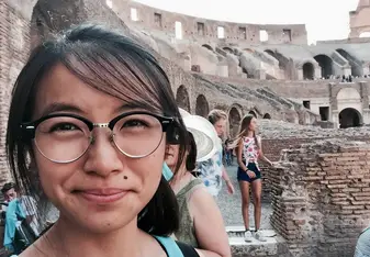 female selfie at colosseum 