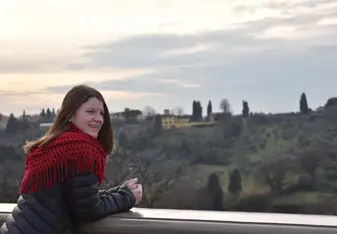woman overlooking valley