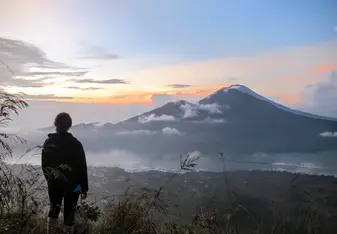 woman overlooking valley