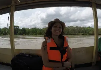 female in life jacket