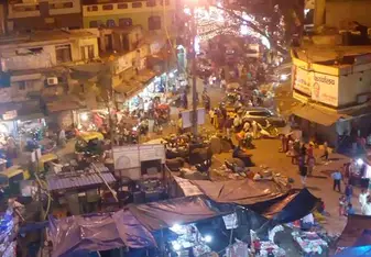 view of night market from above