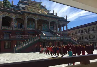 Morning Assembly in front of the big prayer hall