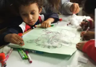 Crafts with Miguel, a student at a supplementary school in La Limonada, Guatemala City