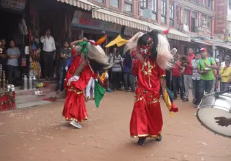 Nepalese celebration in streets 