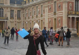 girl standing in French square