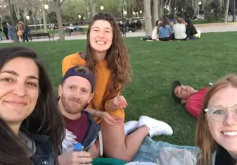 Relaxing at Templo de Debod