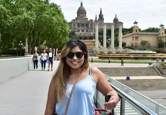 woman at Palau Nacional in Barcelona
