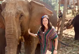 woman with elephant