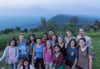 group photo in the mountains
