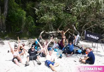 group photo on beach