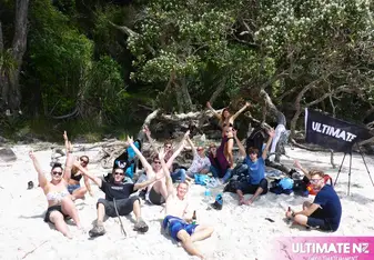 group photo on beach