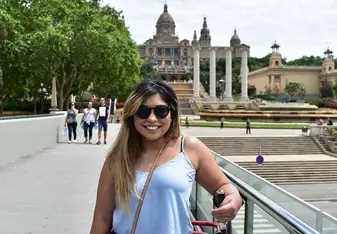 woman at Palau Nacional in Barcelona