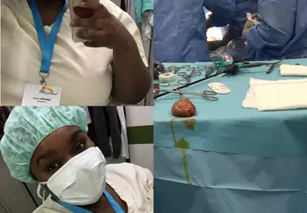 photo collage of nurse in scrubs