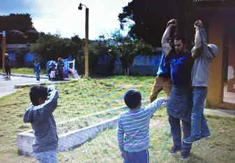 exercising with the niños 