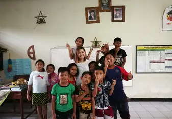 Me and the kids on the last day of my placement